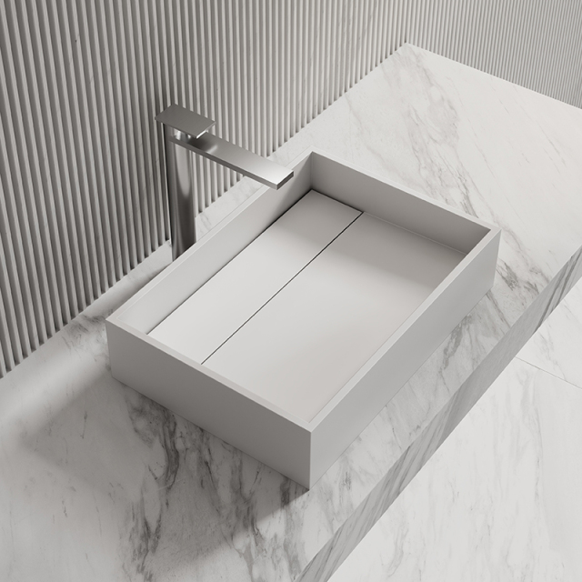 Supplier Rectangle Above Counter Top Resin Stone Wash Basin XA-A32B