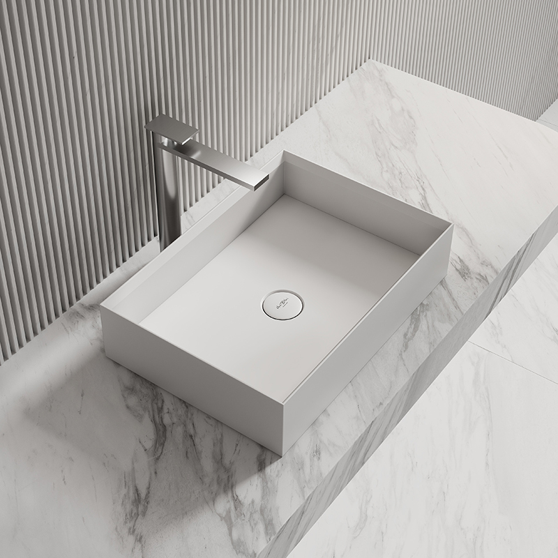 Manufacturer Rectangle Above Counter Top Resin Stone Wash Basin XA-A32C