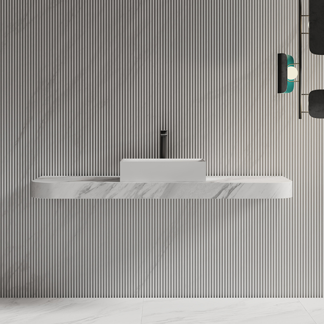 Factory Wholesale Rectangle Above Counter Top Resin Stone Wash Basin XA-A32D
