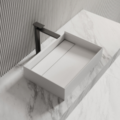 Factory Wholesale Rectangle Above Counter Top Resin Stone Wash Basin XA-A32D
