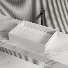Factory Wholesale Rectangle Above Counter Top Resin Stone Wash Basin XA-A32D