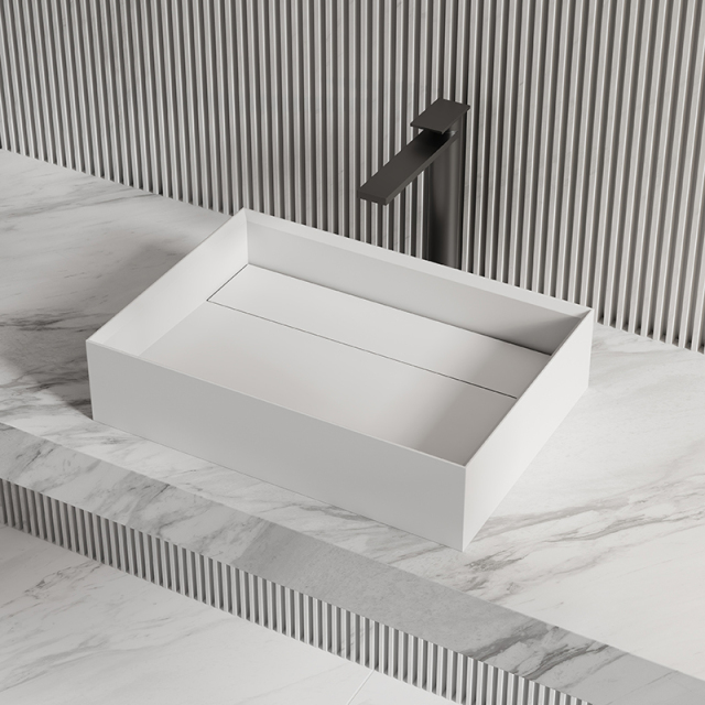 Factory Wholesale Rectangle Above Counter Top Resin Stone Wash Basin XA-A32D