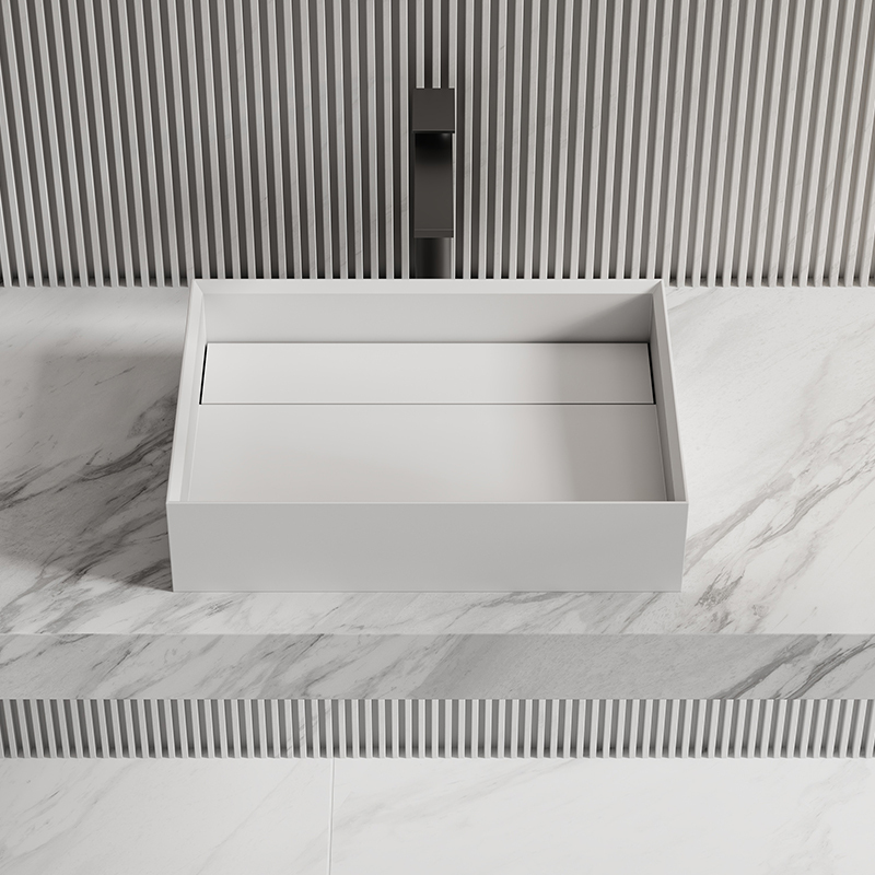 Factory Wholesale Rectangle Above Counter Top Resin Stone Wash Basin XA-A32D