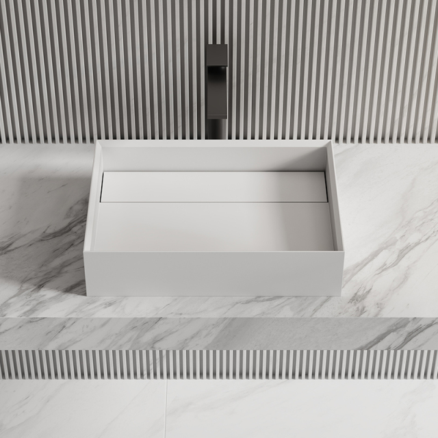 Factory Wholesale Rectangle Above Counter Top Resin Stone Wash Basin XA-A32D