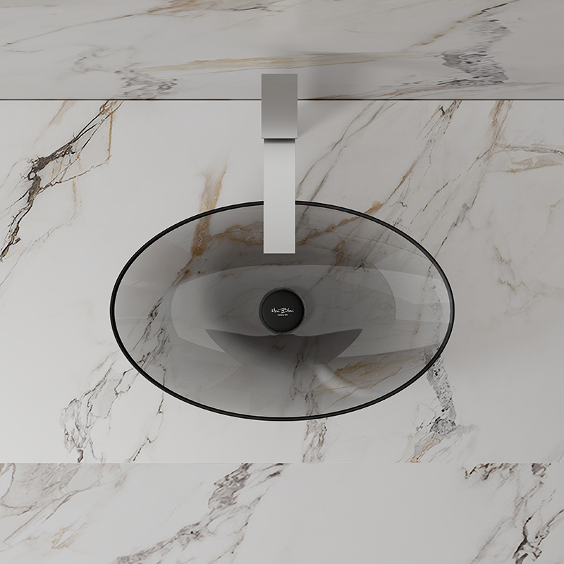 Popular Wholesale Designer Oval Above Counter Top Transparent Wash Hand Basin TW-A73T