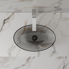 Popular Wholesale Designer Oval Above Counter Top Transparent Wash Hand Basin TW-A73T
