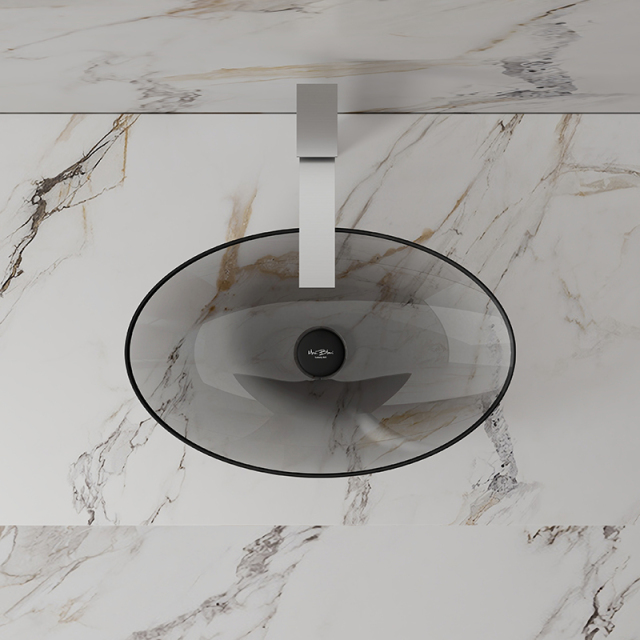 Popular Wholesale Designer Oval Above Counter Top Transparent Wash Hand Basin TW-A73T