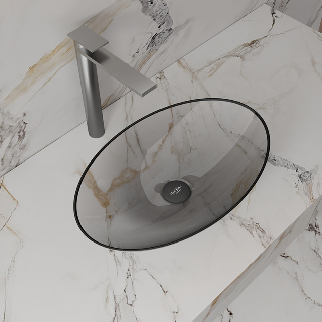 Popular Wholesale Designer Oval Above Counter Top Transparent Wash Hand Basin TW-A73T