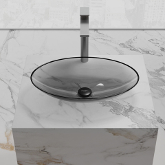 Popular Wholesale Designer Oval Above Counter Top Transparent Wash Hand Basin TW-A73T