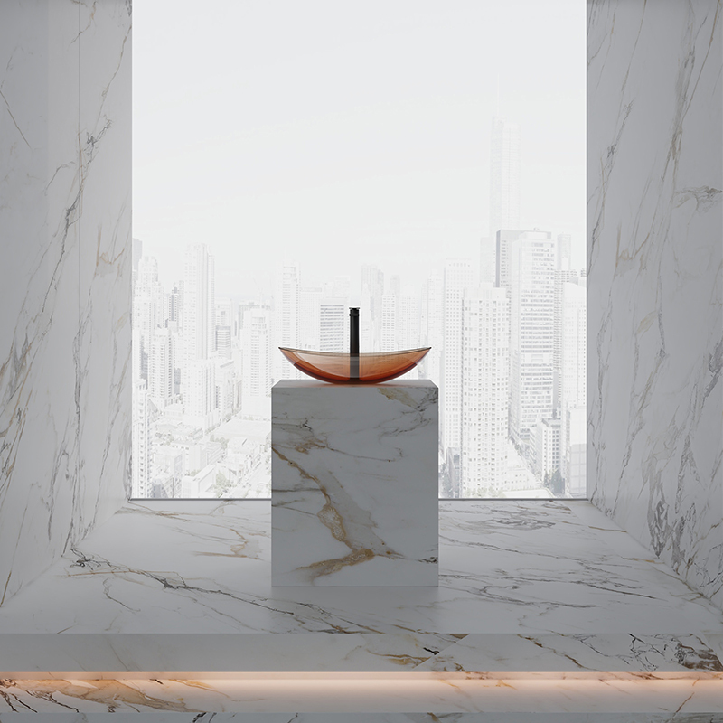 Popular Wholesale Designer Oval Above Counter Top Transparent Wash Hand Basin TW-A76T
