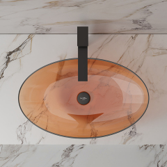 Popular Wholesale Designer Oval Above Counter Top Transparent Wash Hand Basin TW-A76T