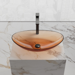 Popular Wholesale Designer Oval Above Counter Top Transparent Wash Hand Basin TW-A76T