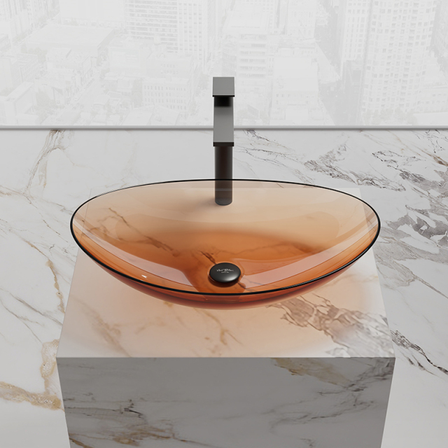 Popular Wholesale Designer Oval Above Counter Top Transparent Wash Hand Basin TW-A76T