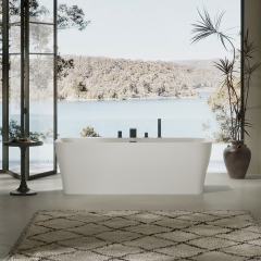 Wholesale High End Quality Back To Wall Freestanding Artificial Stone Bathtub TW-8609