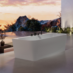 Wholesale High End Quality Back To Wall Freestanding Artificial Stone Bathtub TW-8609