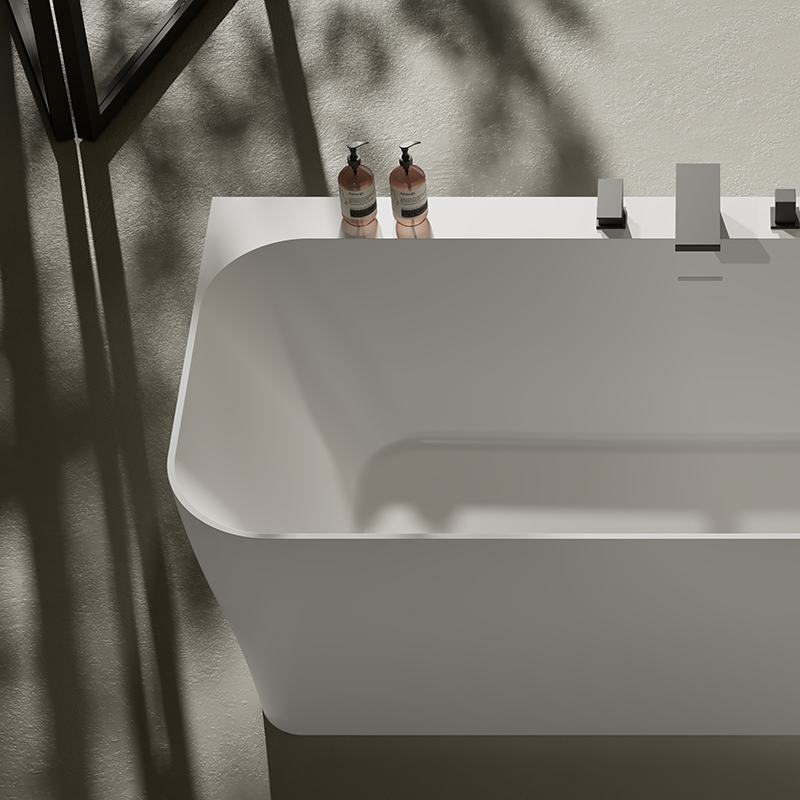 Wholesale High End Quality Back To Wall Freestanding Artificial Stone Bathtub TW-8609