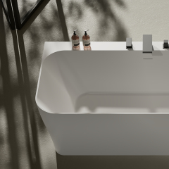 Wholesale High End Quality Back To Wall Freestanding Artificial Stone Bathtub TW-8609