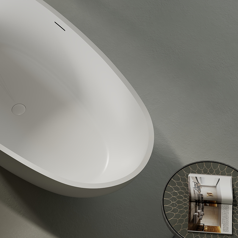 Supplier Colorful Oval Egg-Shaped Freestanding Artificial Stone Bathtub XA-8806