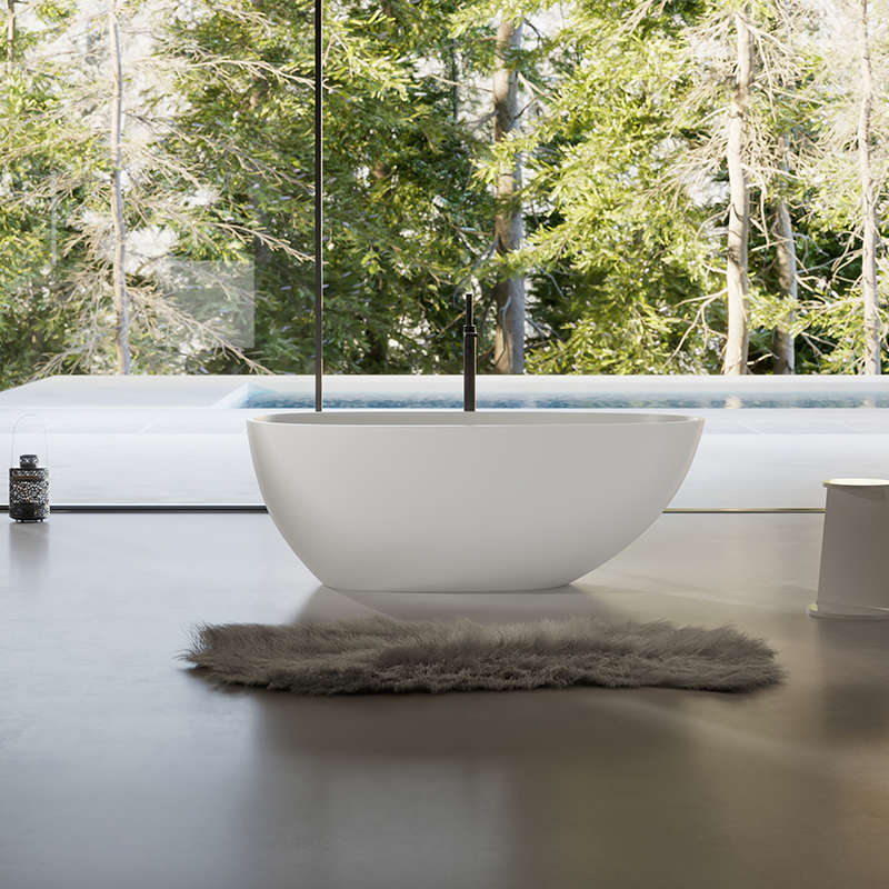 Supplier Colorful Oval Egg-Shaped Freestanding Artificial Stone Bathtub XA-8806