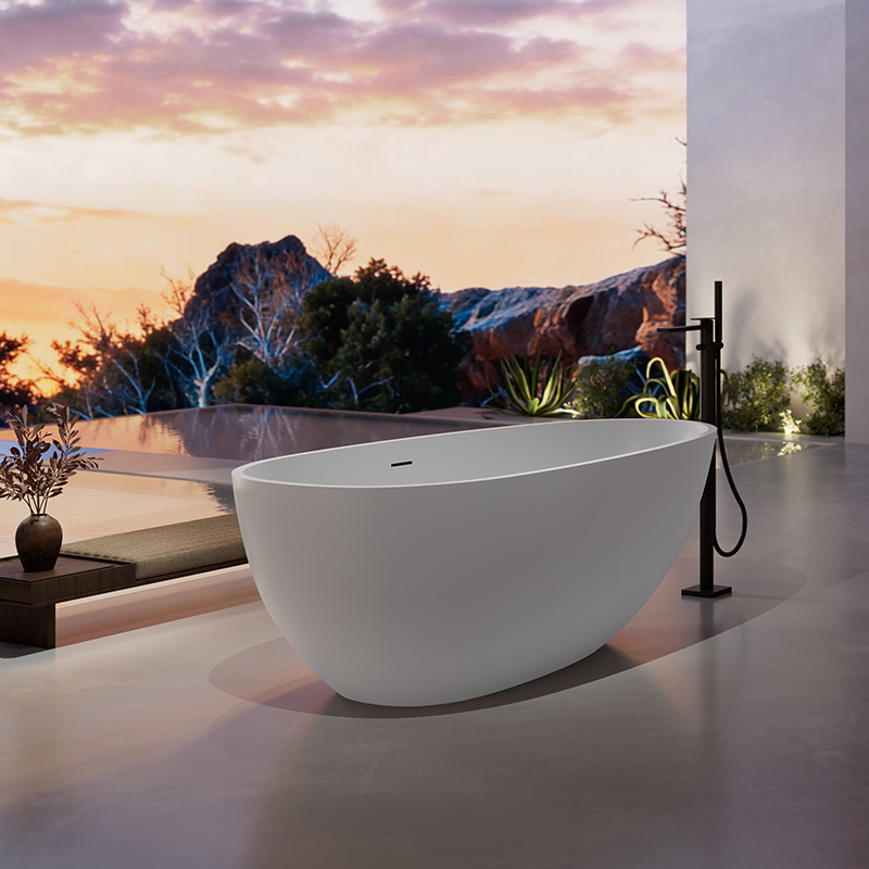 Supplier Colorful Oval Egg-Shaped Freestanding Artificial Stone Bathtub XA-8806