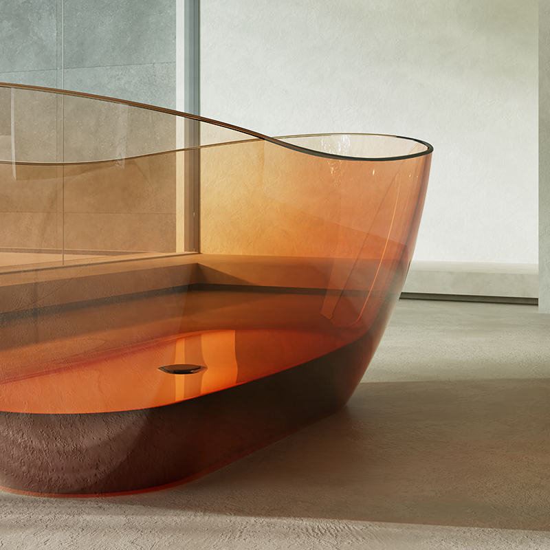 Factory Supply Quality Assurance Oval Freestanding Clear Resin Bathtub XA-8505T