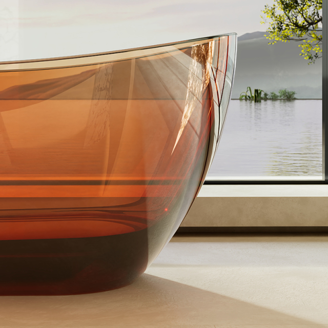 Factory Supply Quality Assurance Oval Freestanding Clear Resin Bathtub XA-8505T