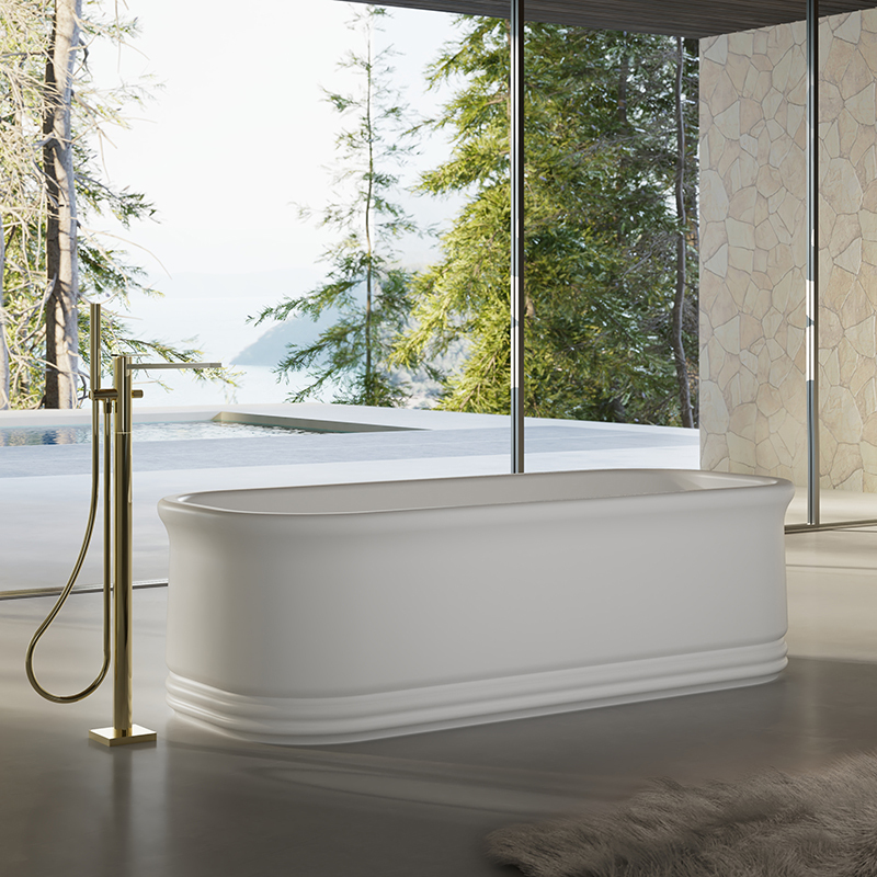 Popular Wholesale Designer Oval Freestanding Solid Surface Bathtub TW-9671