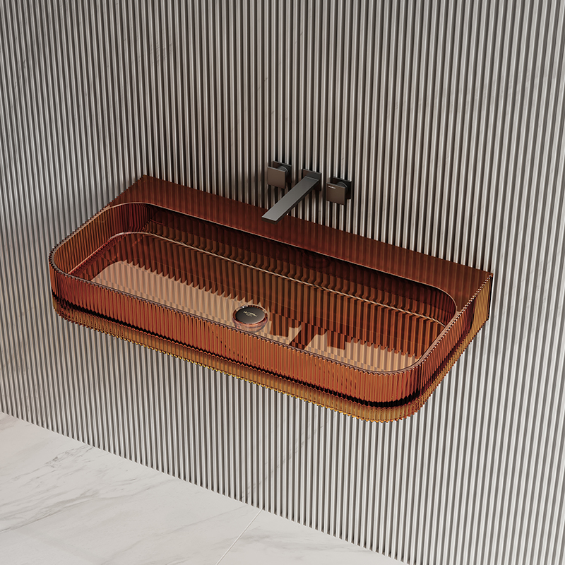 Manufacturer Wall Hung Transparent Fluted Wash Basin TW-G261T