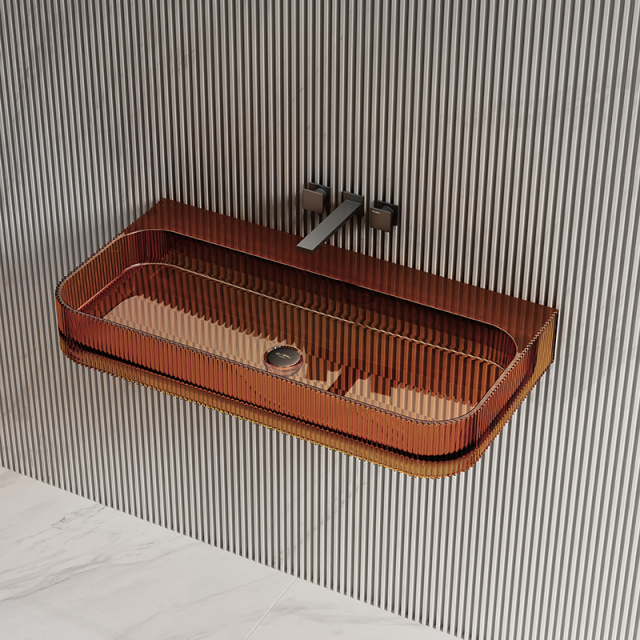 Manufacturer Wall Hung Transparent Fluted Wash Basin TW-G261T