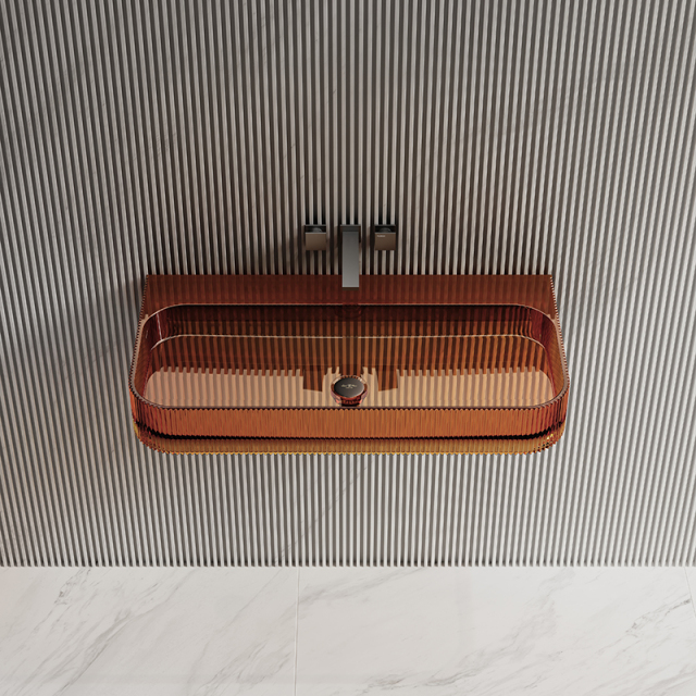 Manufacturer Wall Hung Transparent Fluted Wash Basin TW-G261T