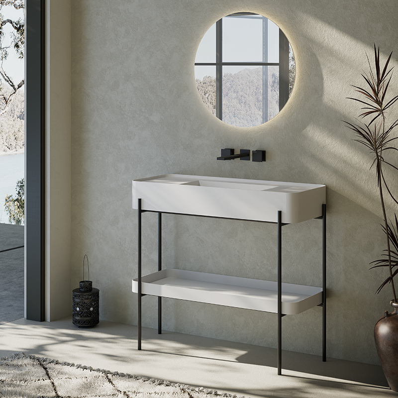 Console Sink With Shelf Freestanding Bathroom Cabinet WBL-9705
