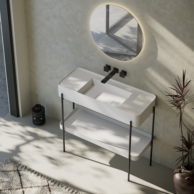 Console Sink With Shelf Freestanding Bathroom Cabinet WBL-9705