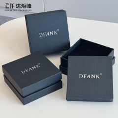 Luxury Custom logo Black 2 Pieces Jewelry Box White Stamping logo Lid and Base Paper Watch Box with Velvet Pillow