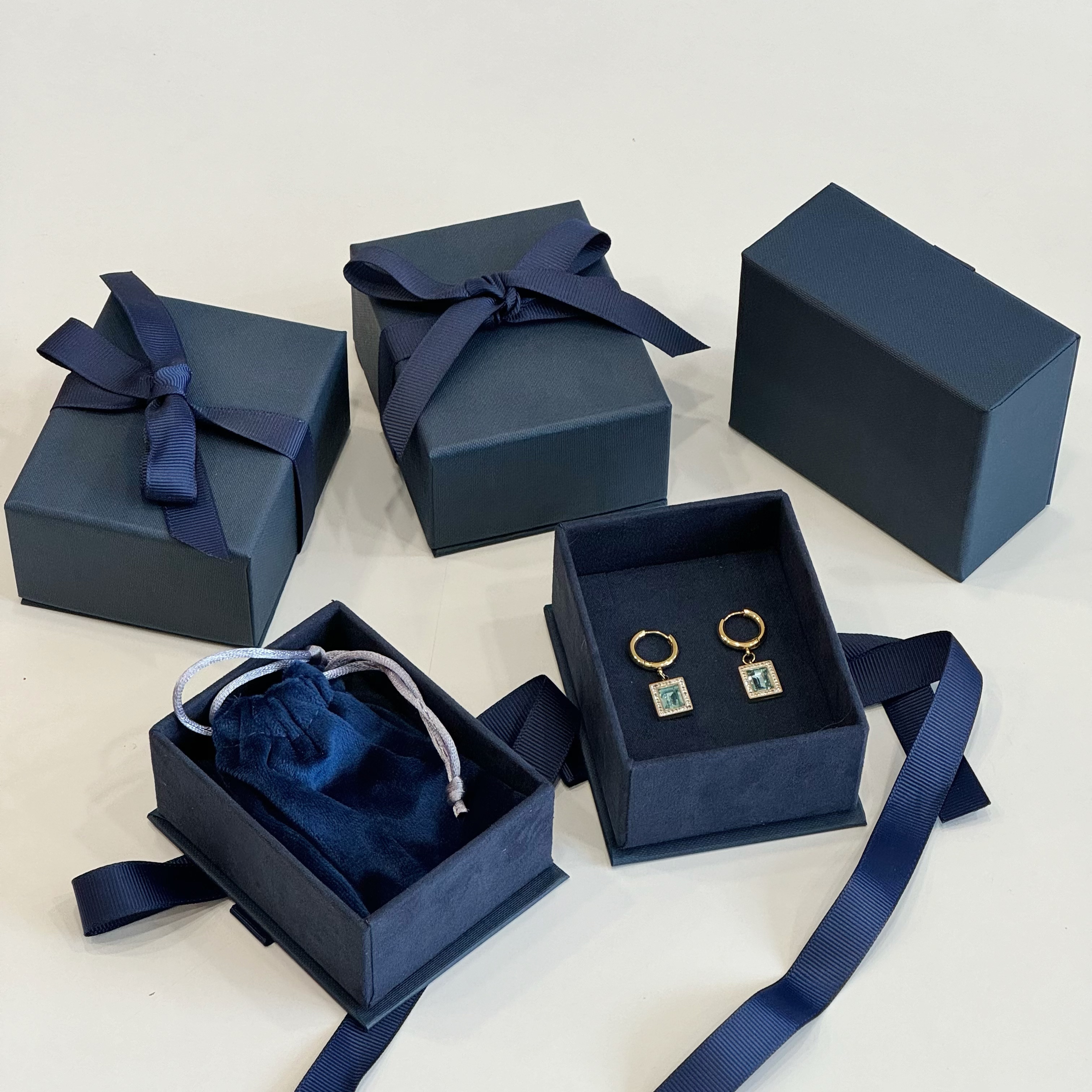 Luxury Custom Jewelry Packaging Box - Matte Blue Finish Gift Box for Earrings, Necklaces & Rings - Ideal for Small Business & Wedding Favors