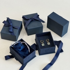 Luxury Custom Jewelry Packaging Box - Matte Blue Finish Gift Box for Earrings, Necklaces & Rings - Ideal for Small Business & Wedding Favors