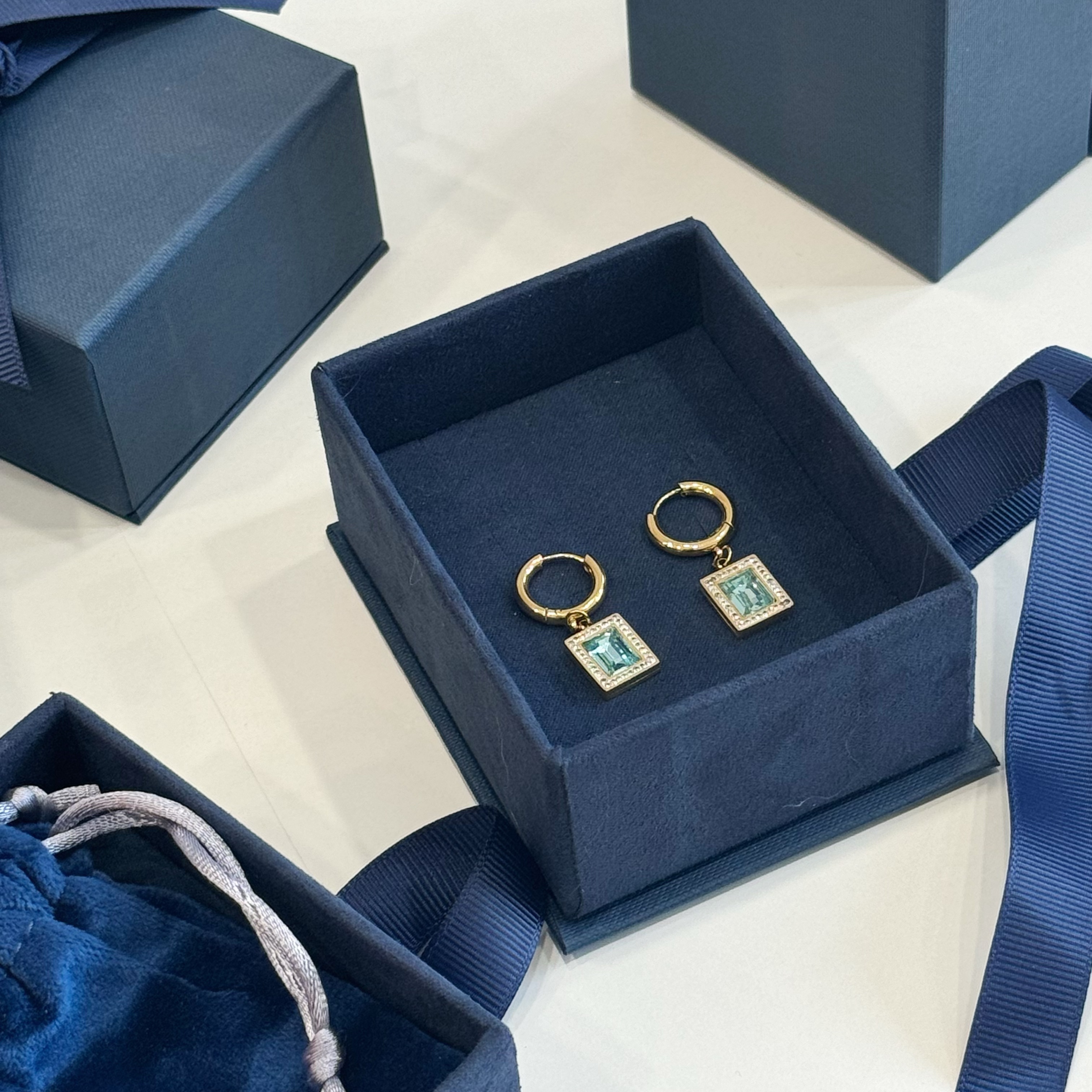 Luxury Custom Jewelry Packaging Box - Matte Blue Finish Gift Box for Earrings, Necklaces & Rings - Ideal for Small Business & Wedding Favors