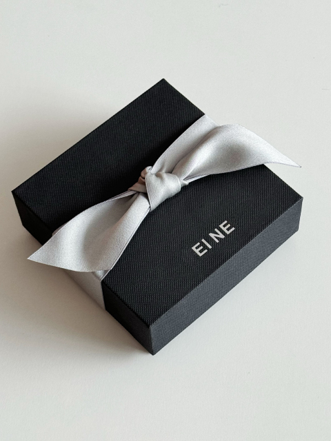Custom Logo Luxury Jewelry Box with Silk Ribbon - Elegant Black & White Packaging for Rings, Earrings, and Pendants