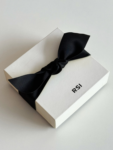 Custom Logo Luxury Jewelry Box with Silk Ribbon - Elegant Black & White Packaging for Rings, Earrings, and Pendants