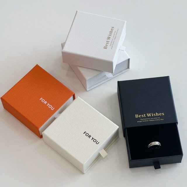 Elegant "Best Wishes" Jewelry Drawer Box - Vibrant Multi-Color Slide-Out Gift Box for Rings & Earrings - Premium Cardboard Jewelry Packaging with Pull Tab
