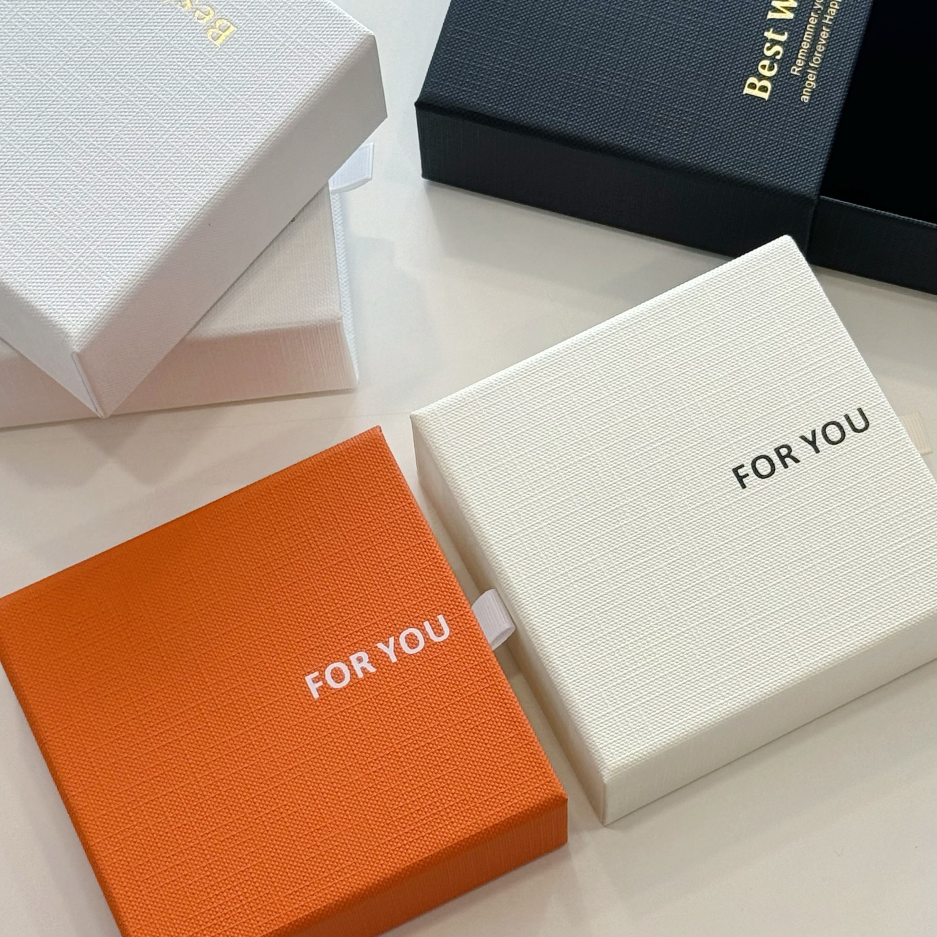 Elegant "Best Wishes" Jewelry Drawer Box - Vibrant Multi-Color Slide-Out Gift Box for Rings & Earrings - Premium Cardboard Jewelry Packaging with Pull Tab