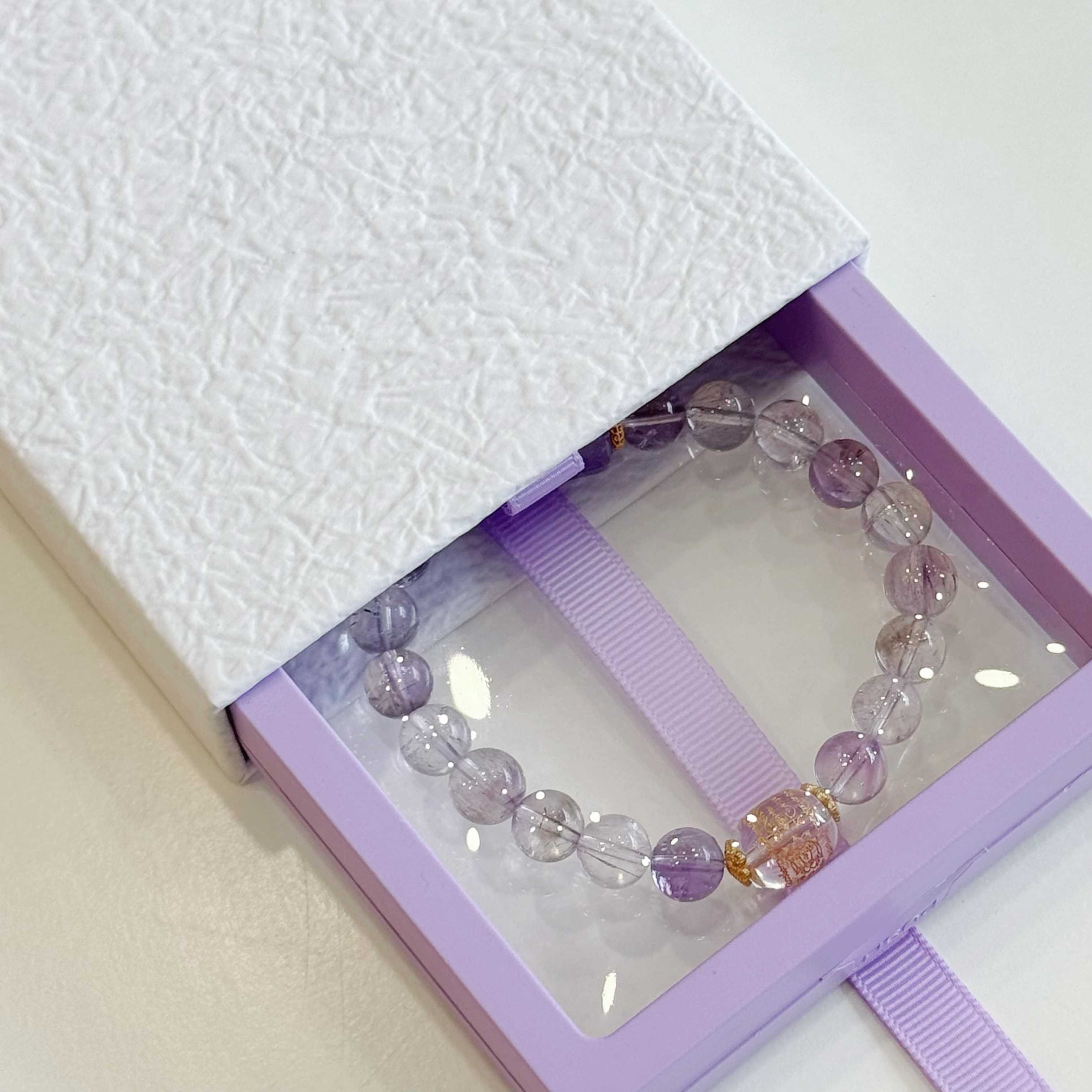 Luxury Purple Ribbon Jewelry Drawer Box - Premium Rigid Cardboard Packaging for Rings, Earrings, and Necklaces - Elegant Jewelry Gift Box with Pull Tab