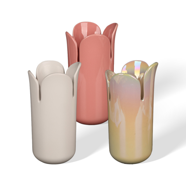 Wholesale Modern Simple Creative Petal Ceramic Large Vase Flower Decoration