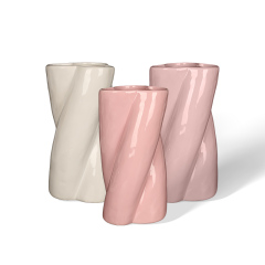 Wholesale Simple indoor ceramic vase with twisted flowers