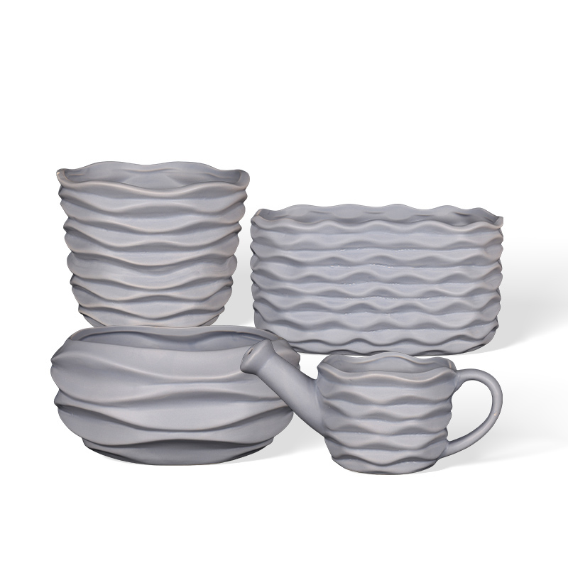 Wholesale Creative Ceramic Wave Threaded Floor Flower Pot