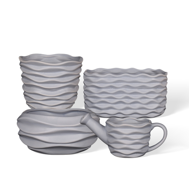 Wholesale Creative Ceramic Wave Threaded Floor Flower Pot