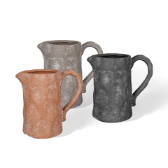 Wholesale Two-ear hand-punched ceramic flower pot with three color options