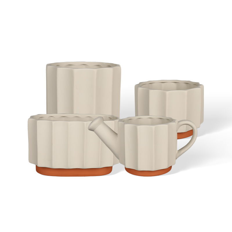 Wholesale Creative and High-颜值 Concave and Convex Vertical Striped Ceramic Flower Pot