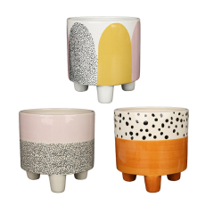 Wholesale Creative ceramic flower pot with legs for succulent plant cultivation