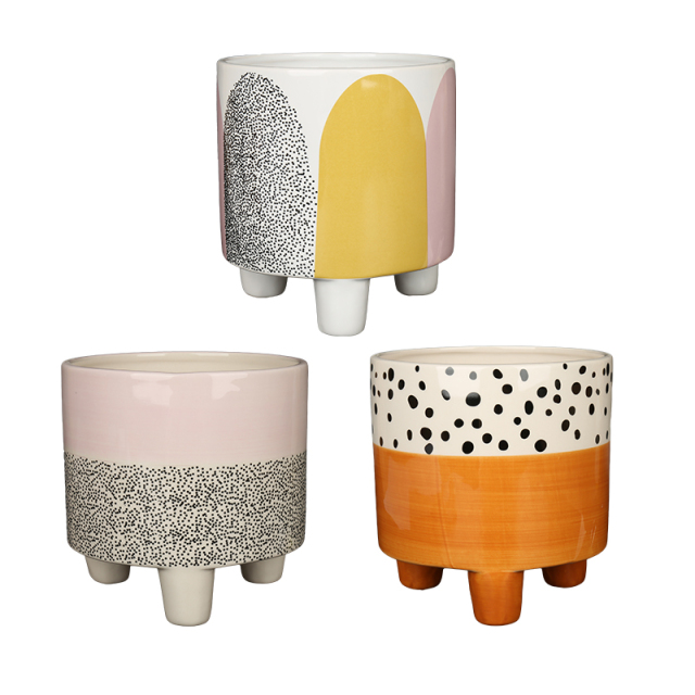 Wholesale Creative ceramic flower pot with legs for succulent plant cultivation