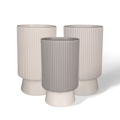 Wholesale Minimalist ceramic vertical stripe relief raised flower pot
